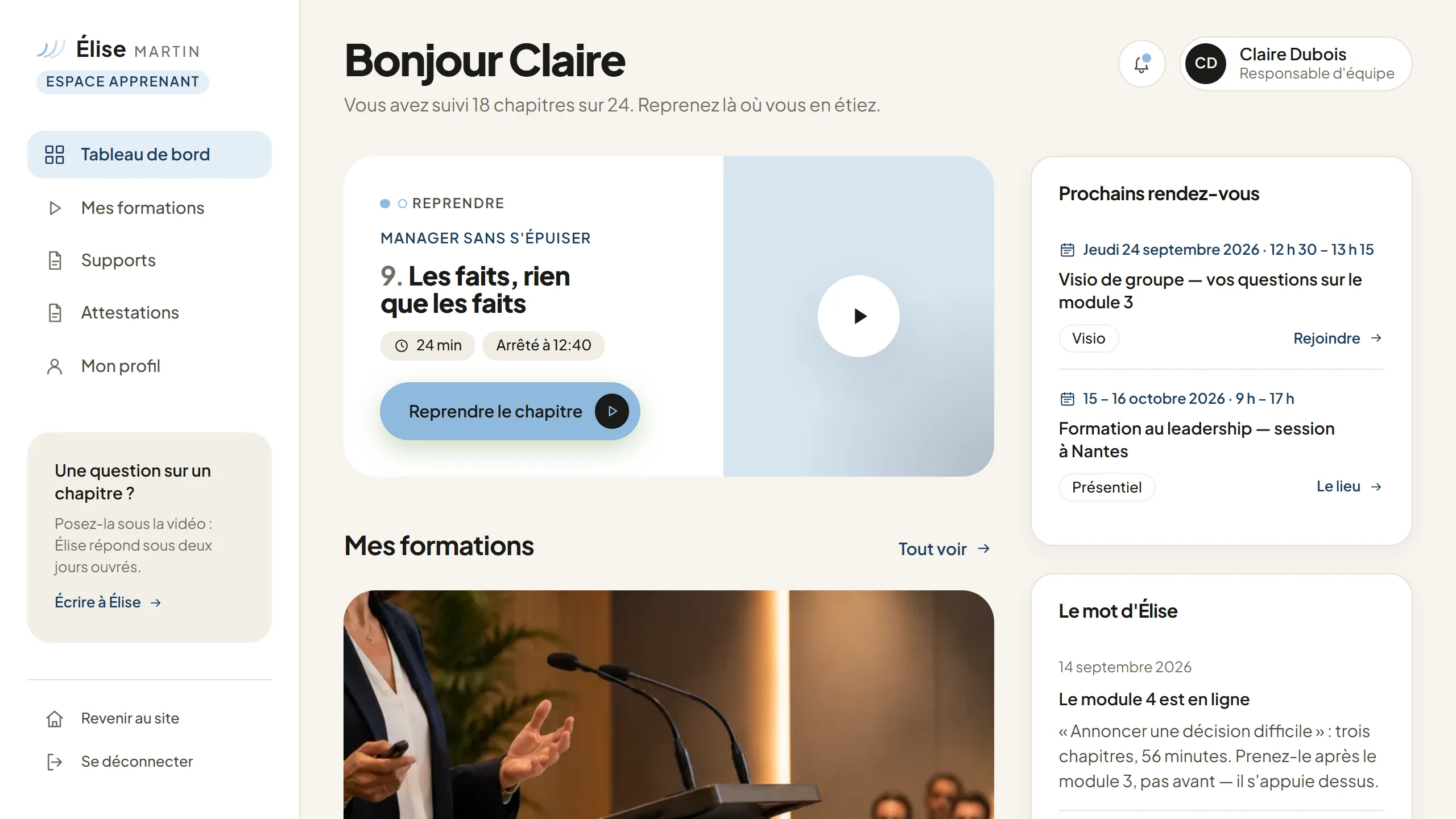 Reprendre là où il s'est arrêté