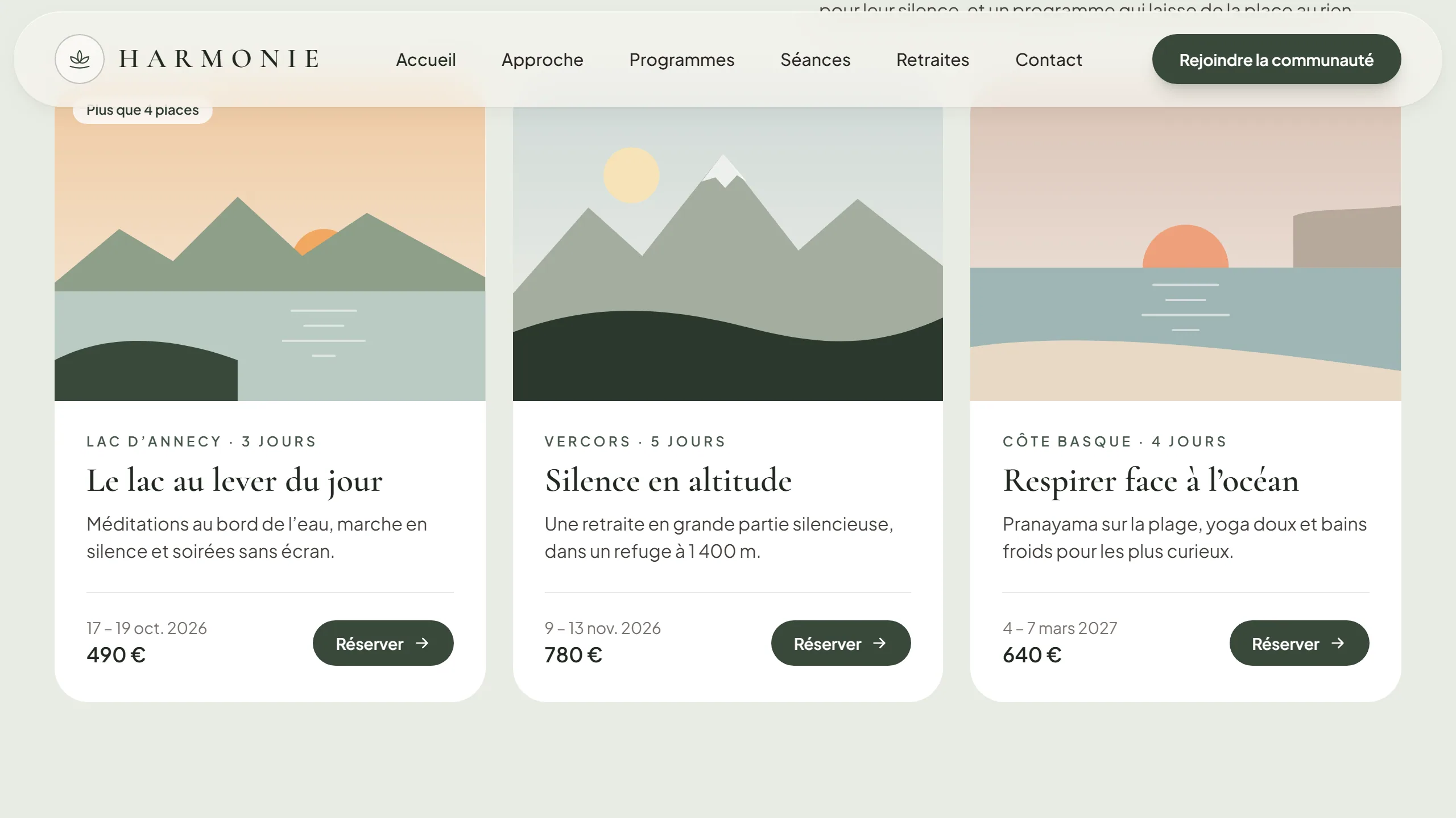 Trois retraites, avec les places qui restent