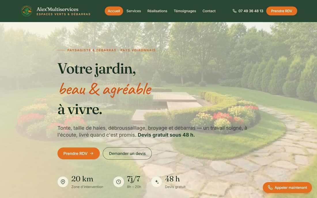 Aperçu du site de Alex Multiservices