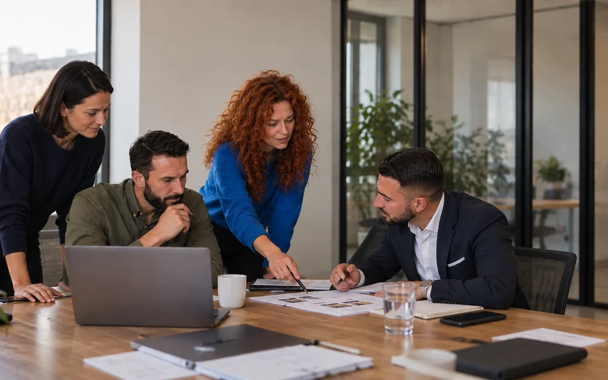 Une équipe autour d’une table de travail